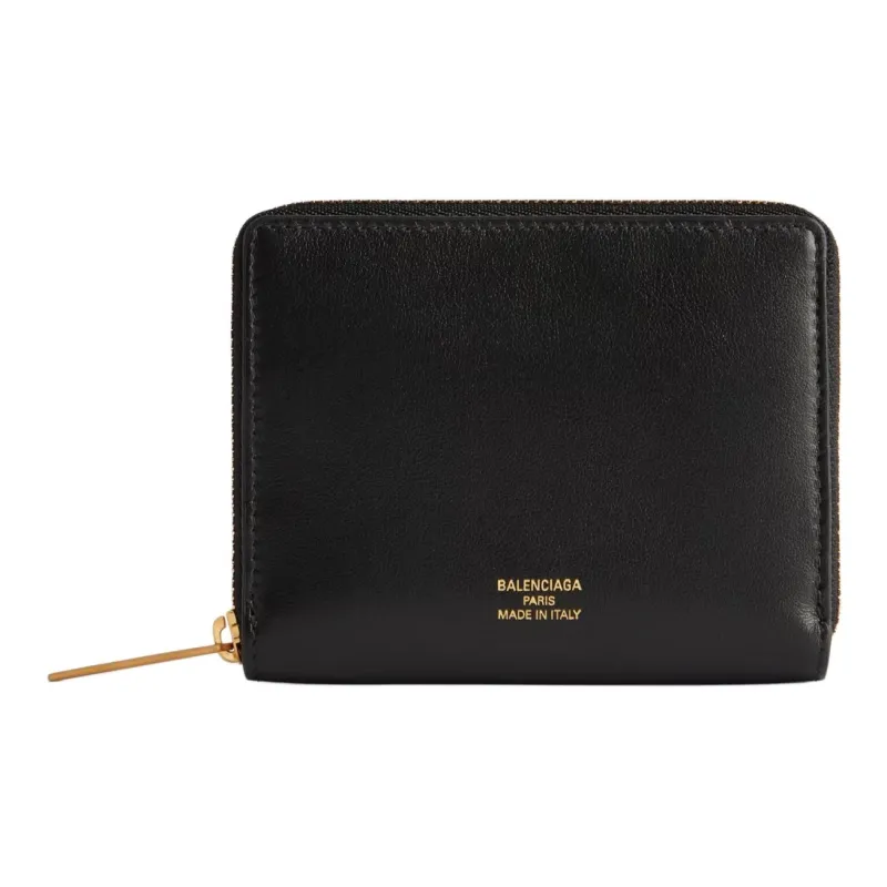 Balenciaga Smooth Calf Leather Coin Purse Women's Black-0
