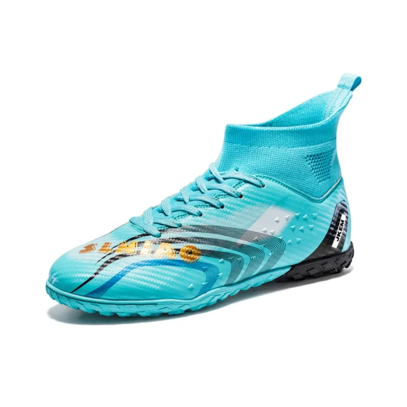 JKEM Soccer Shoes Unisex Mid Top White Gold/Black Gold/Gold/Aqua-39