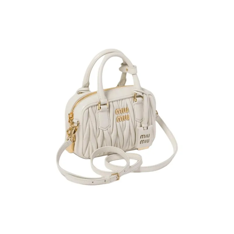 MIU MIU Arcadie Series Leather Shoulder Bag, Crossbody Bag, Handbag Trumpets Women's White-1