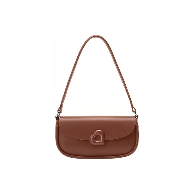 ONE TIME Synthetic Leather Baguette Bag Shoulder Bag Trumpets Women's Hazelnut Brown-1