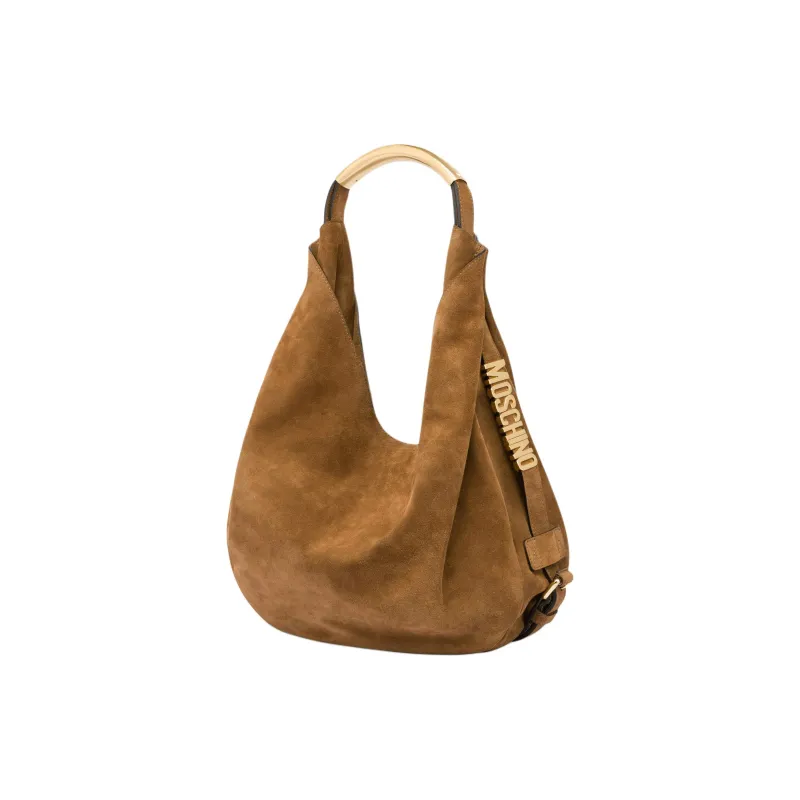 MOSCHINO Calfskin Handbag Shoulder Bag Medium Size Women's Brown-1