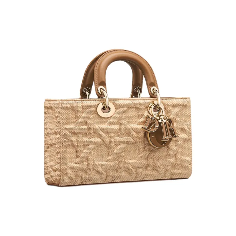 DIOR Lady D JOY Raffia Tote Bag, Shopping Bag, Handbag Medium Size Women's Beige-1