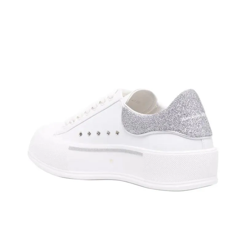Alexander McQueen Deck Oversized Low Top Stylish Skateboarding Shoes Men's White Gray-3