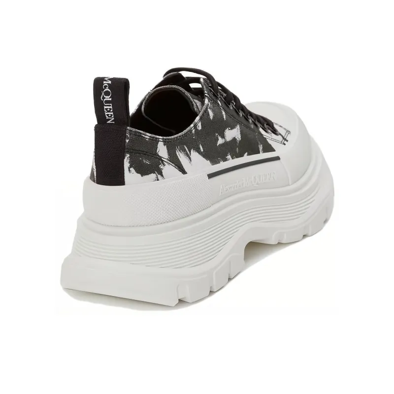 Alexander McQueen Tread Slick Low Lace Up White Black Women's-3