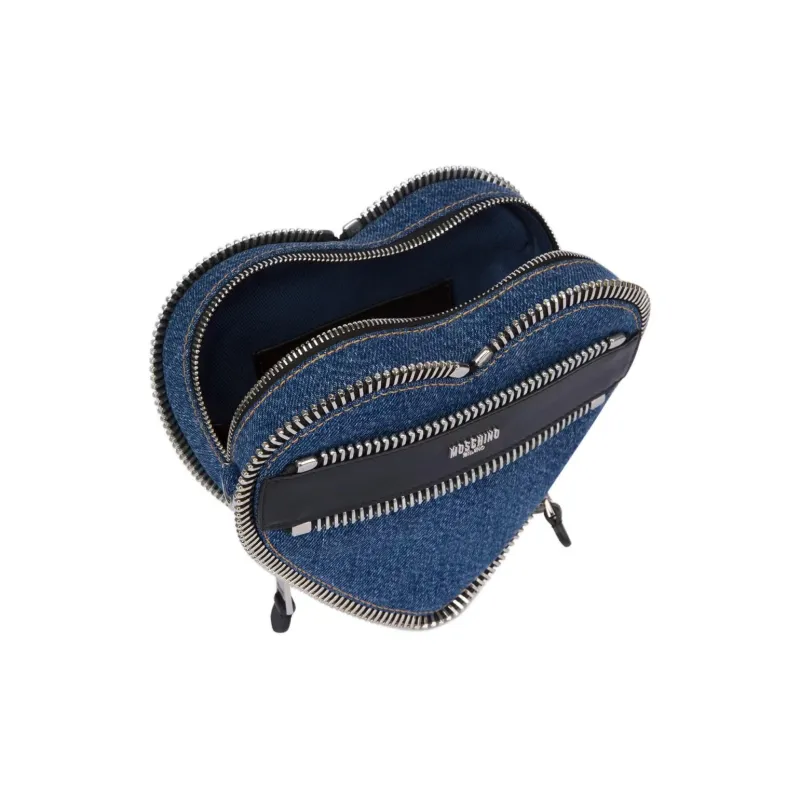 MOSCHINO Cotton One Shoulder Crossbody Clutch Women's Denim Blue-1