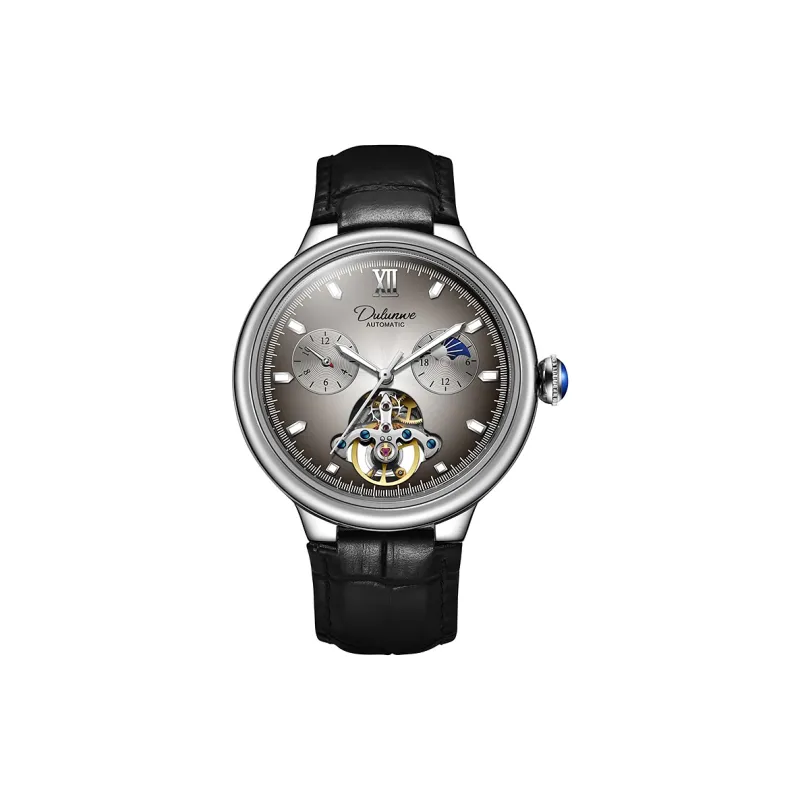 Dulunwe Automatic Mechanical Movement Genuine Leather Strap Watch Men's Watches Green Dial-2