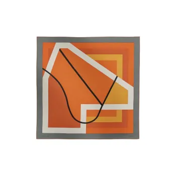 HERMES Cashmere Shawls Men's Orange Blue Gray Green