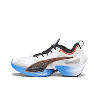 PUMA Fast R Nitro Elite Anti Slip Wear Resistant Low Top Carbon Plate Casual Running Shoes Men's White Blue