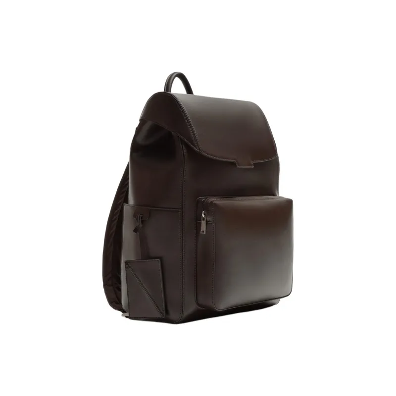 ZARA Polyurethane Backpack Large Size Men's Brown-1