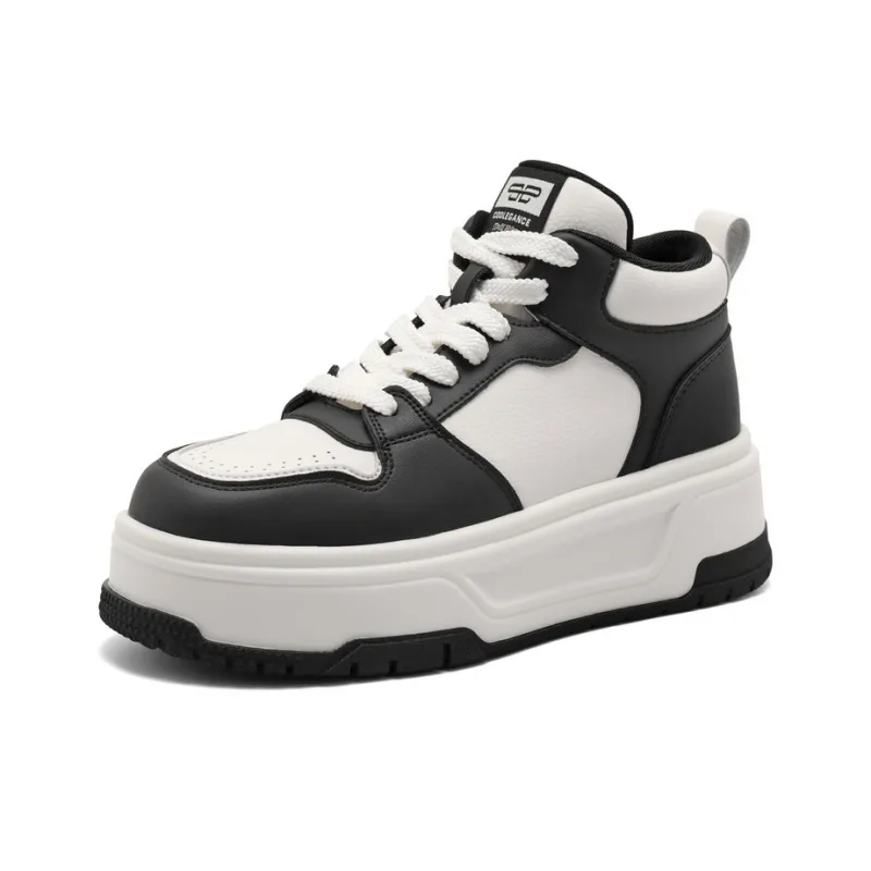 BELLE Height Increasing Wear-Resistant Slip-Resistant High-Top Skateboard Shoes Women's Gray Brown Black-11