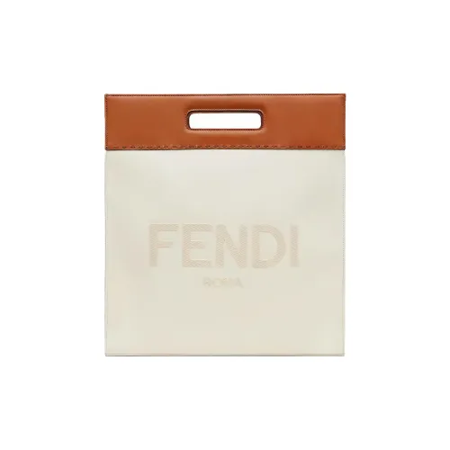 FENDI Canvas With Leather Tote Bag Shopping Bag Shoulder Bag Crossbody Bag Handbag Men's Beige & Brown