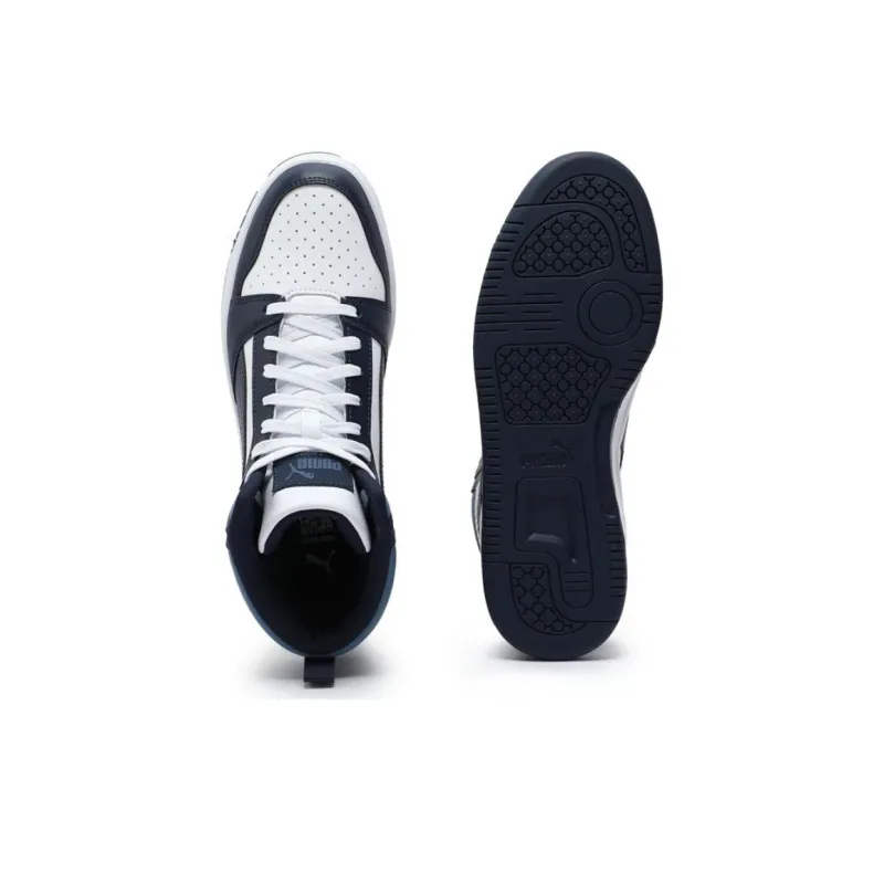 PUMA Rebound V6 Anti Slip Wear Resistant Mid Top Skateboard Shoes Unisex Black Blue-4
