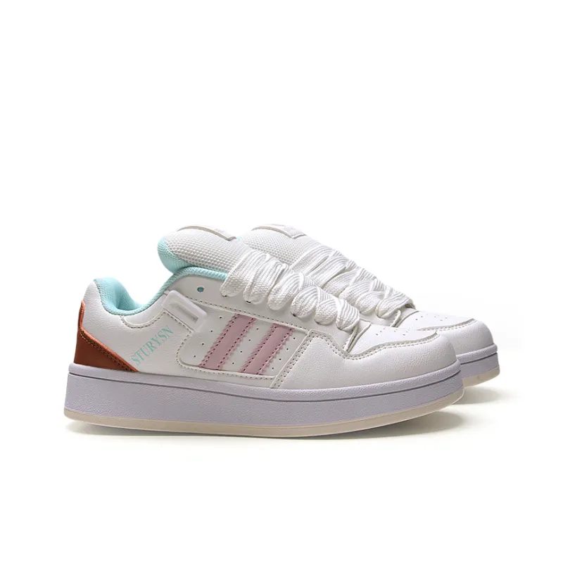 STUR YSN Low Top Skateboard Shoes Women's White Pink Moon-2