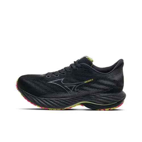 Mizuno Wave Rider 28 Running Shoes Unisex Low-Top Black/Silver/Yellow