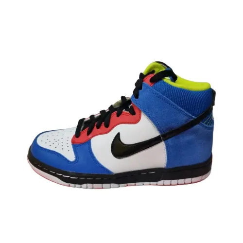 Nike Dunk High Anti-Slip Wear-coupon High-Top Kids' Skateboarding Shoes Blue Black White Teenagers