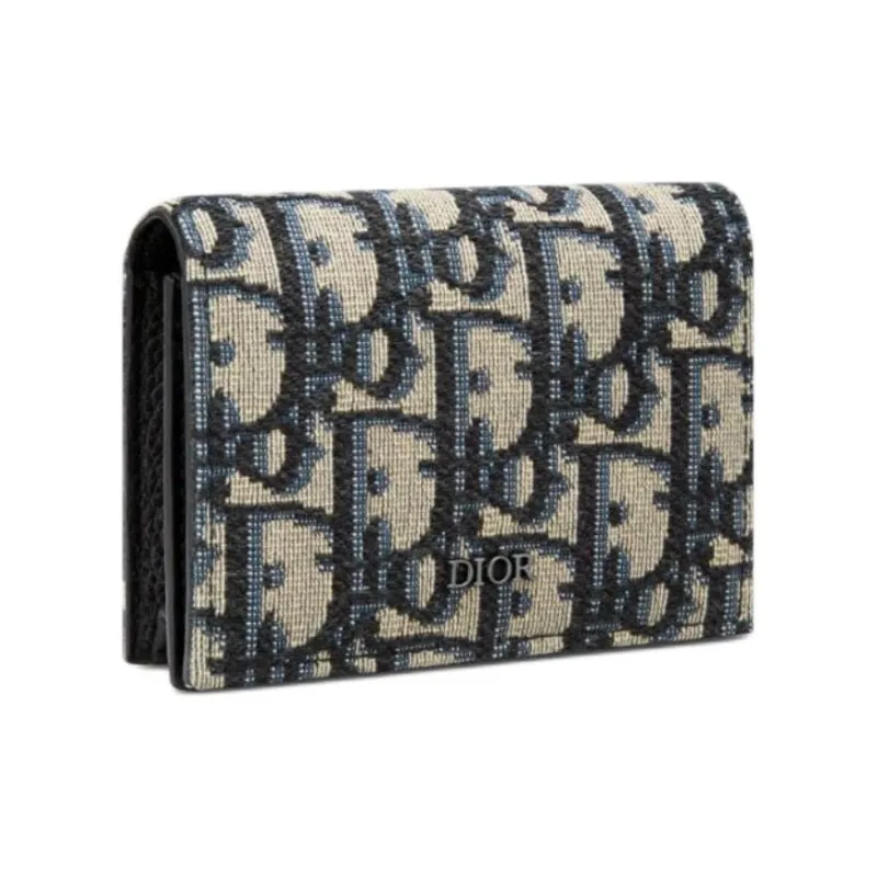 DIOR Jacquard Wallet Regular Men's Beige & Black-1