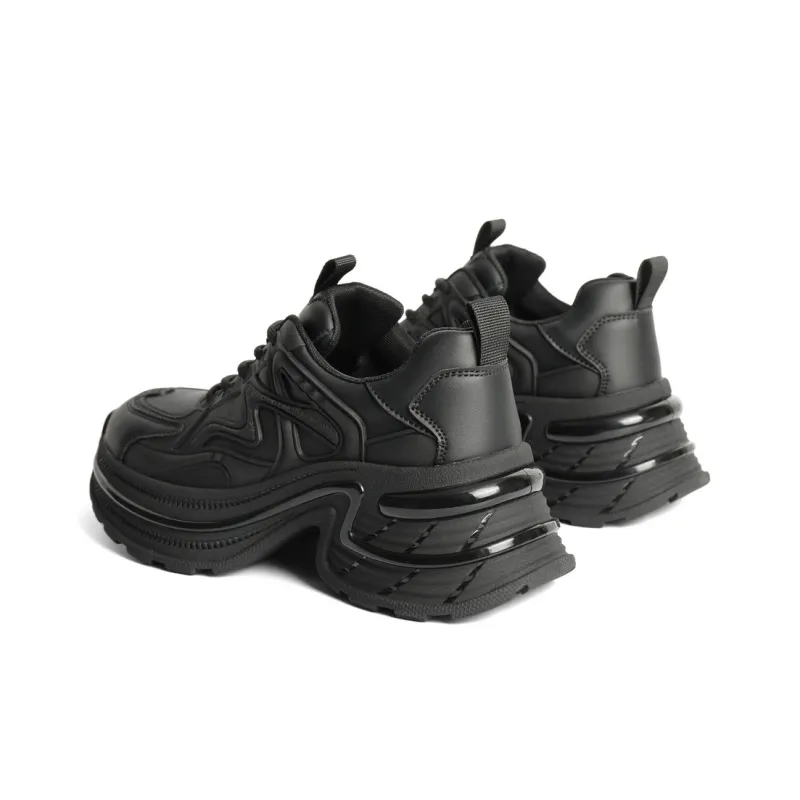 BELLE Anti Slip Wear Resistant Low Top Chunky Sneakers Women's Beige, Black-3