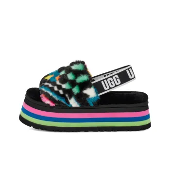 UGG DISCO Checks Slide Fashion Slippers Women's Black