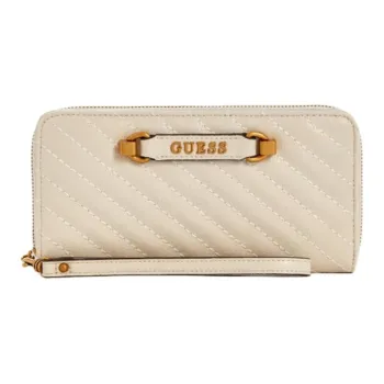 GUESS Artificial Leather Wallet Large Size Women's Gray White