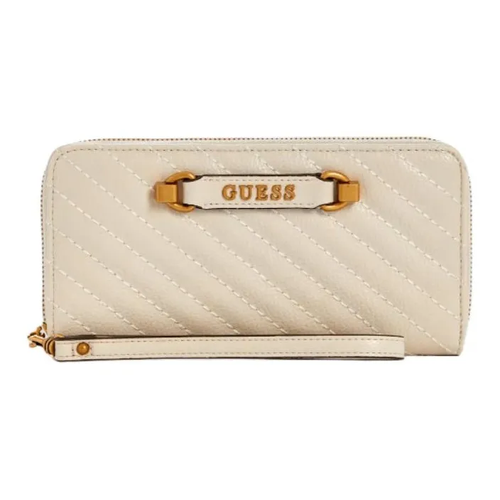 GUESS Artificial Leather Wallet Large Size Women's Gray White-0