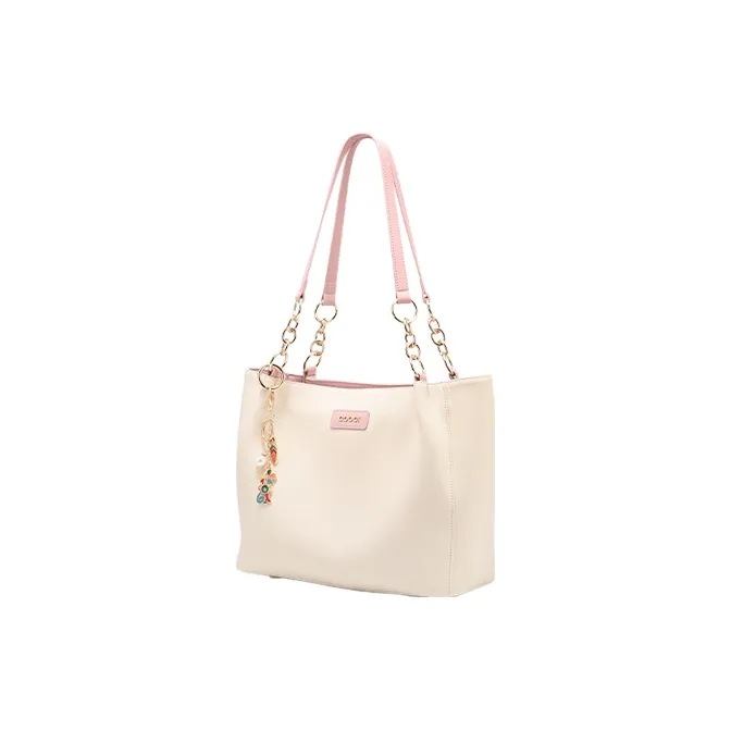 COOGI Cow Leather Tote Bag Shopping Bag Shoulder Bags Women's Brown/Pink-1