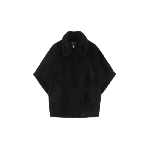 MaxMara Tebe1 Collection Teddy Fabric Short Cloak Cloaks Women's Black