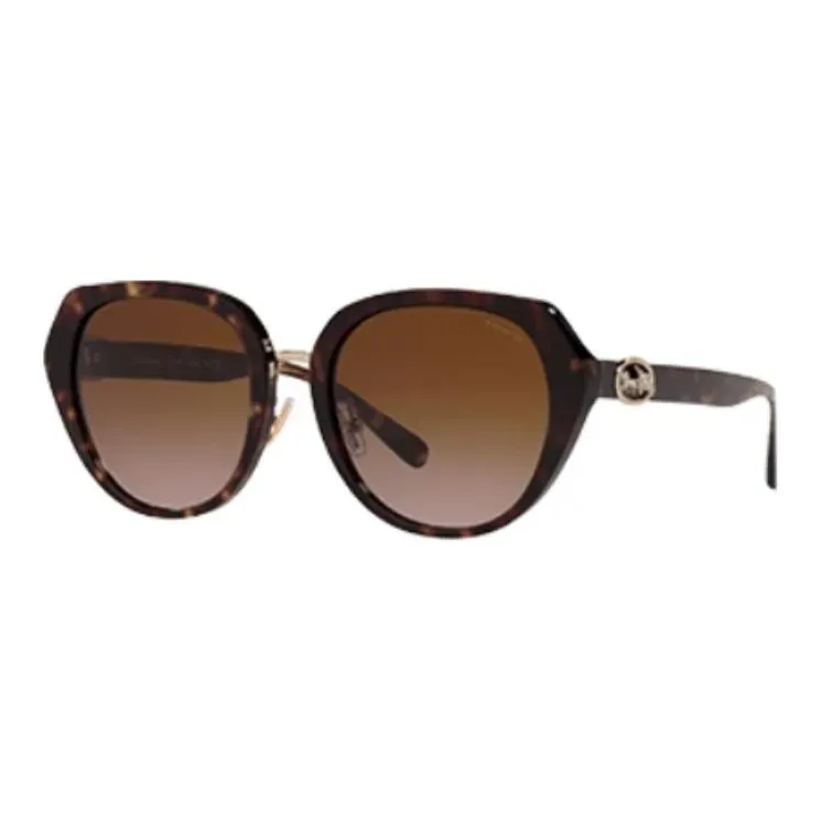 COACH Plate Frame Round Sunglasses Women's Black/Brown/Red-4