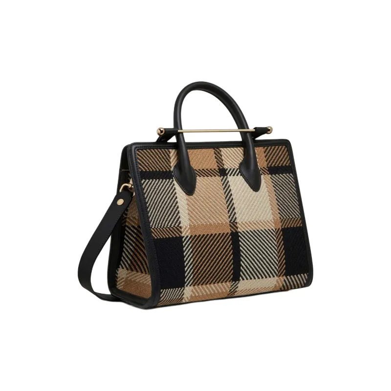 Strathberry Jacquard Tote Bag Shopping Bag Shoulder Bag Crossbody Bag Handbag Medium Size Women's Black/Beige-1