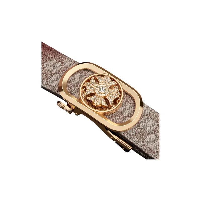 WilliamPOLO PVC Leather Belts Men's Gold Width  3.5cm-4