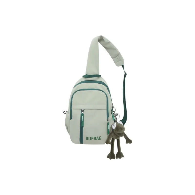 Rainbow Girl Nylon Shoulder Bag Regular Unisex White Green/White Red/Pure Green/Black-5