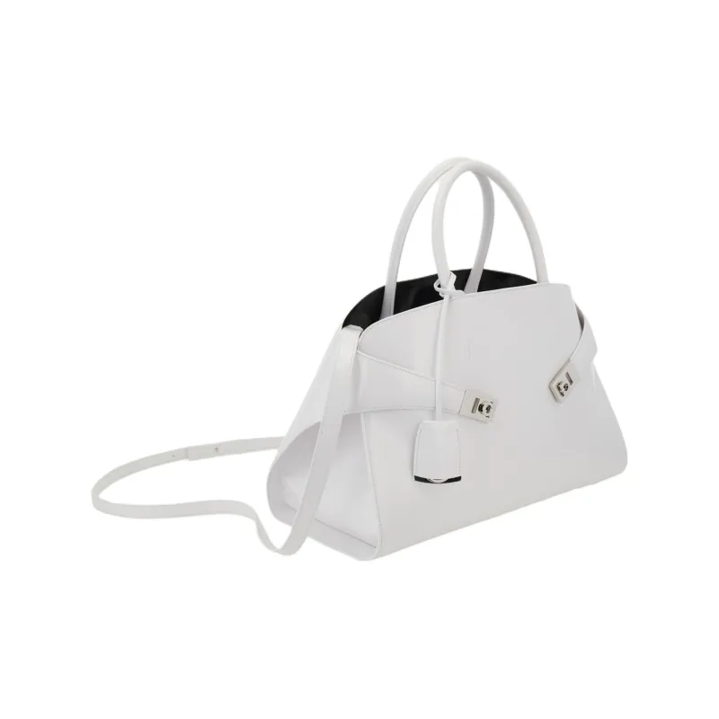 FERRAGAMO Calfskin Shoulder Bag, Crossbody Bag, Handbag Medium Size Women's Optical White-1