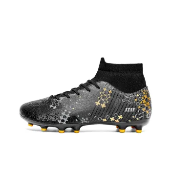 ATAY AG Rubber Short Studs TF Rubber Broken Studs Cushioned Slip Resistant Abrasion Resistant Soccer Shoes Unisex Black