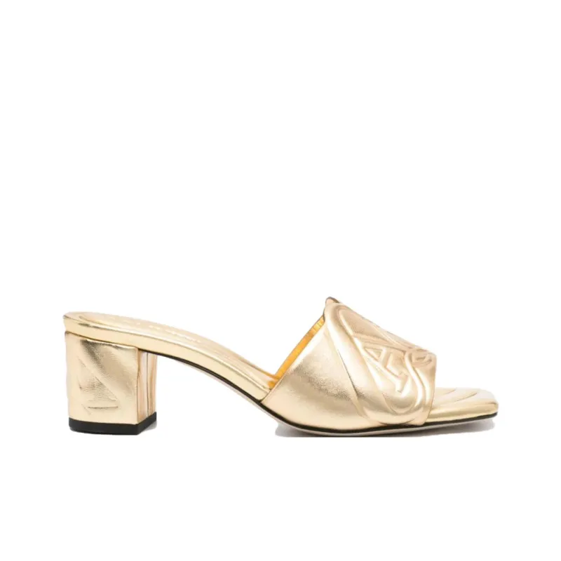 Alexander McQueen The Seal Emboosed Metallic Sandals Women's-1