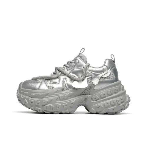 EBLAN Chunky Sneakers Women's Low-Top Silver