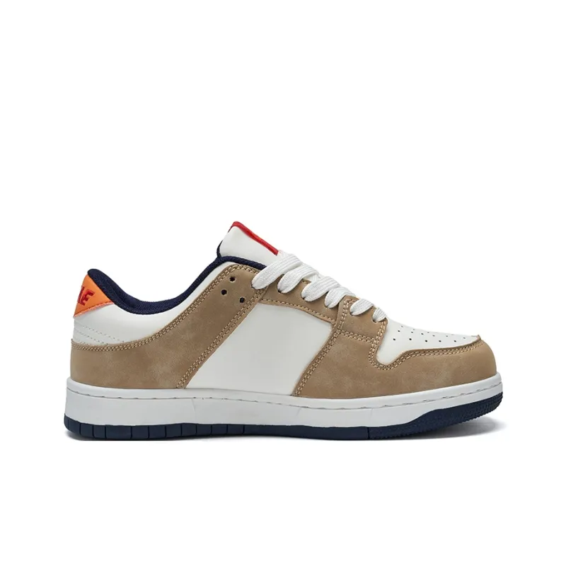 BKAE Anti Slip Wear Resistant Low Top Skateboard Shoes Unisex Beige White Red-1