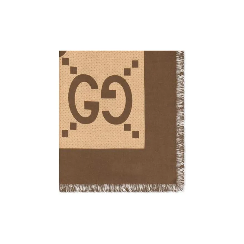 GUCCI Silk Silk Scarves Men's Brown-2