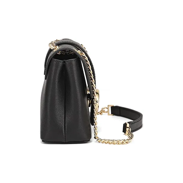 COOGI Cow Leather Shoulder Bag Crossbody Bag Medium Size Women's Black/Ecru-9