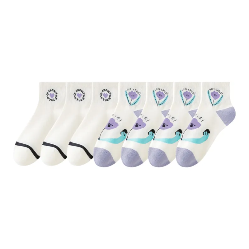 Lan Miao Mid Calf Socks Women's 7 Pack-10