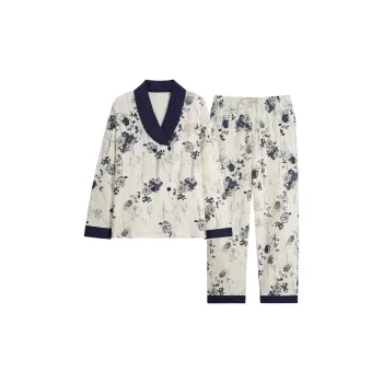 MIIOW Trend Party Series Pajama Set Women's Ink Dyed Blue Flowers