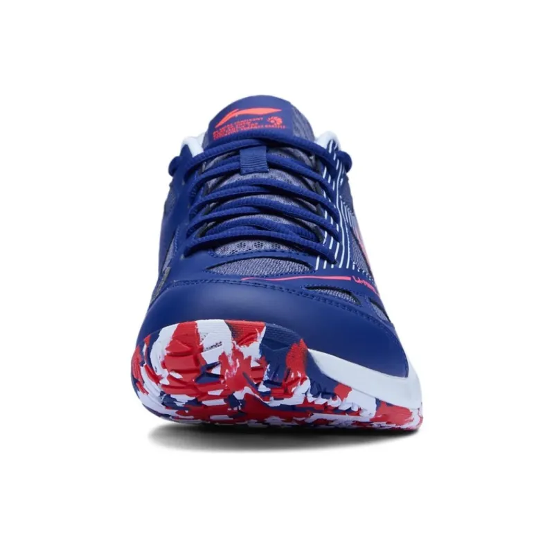 LiNing Anti Slip And Wear Resistant Breathable Low Top Badminton Shoes Unisex Blue Red-2