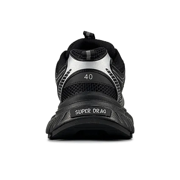 LuzaoT SUPER DRAG Anti Slip And Wear Resistant Breathable Low Top Chunky Sneakers Unisex Black White-4