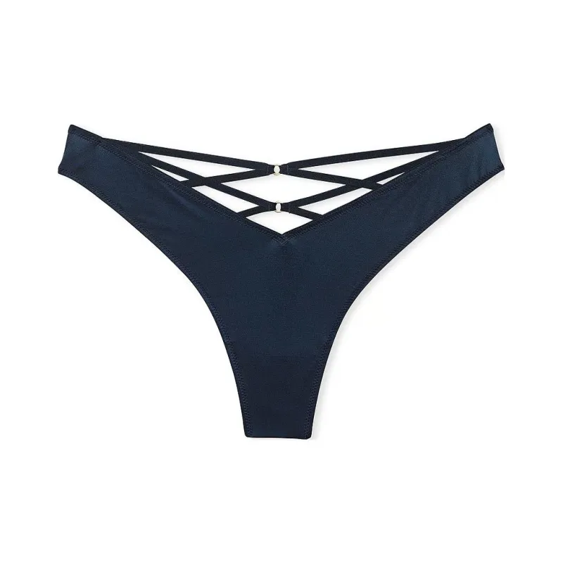 Victoria's Secret Very Sexy Rose Lace-Trim High-Leg Thong Panty / D T Underpants Women's 1 Pack Blue-0