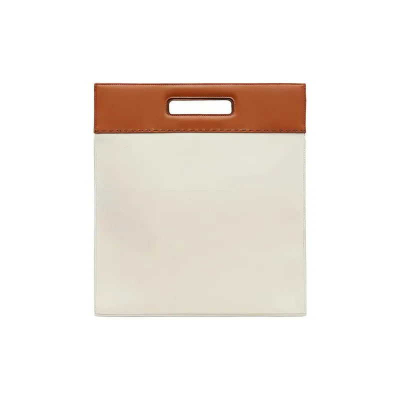 FENDI Canvas With Leather Tote Bag Shopping Bag Shoulder Bag Crossbody Bag Handbag Men's Beige & Brown-3