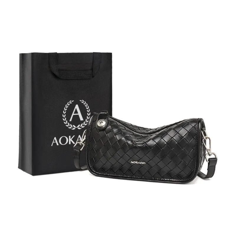 AOKANG Cow Leather Dumpling Bag, Crossbody Bag Small Size Women's Glacier Silver/Moon White/Obsidian Black-10