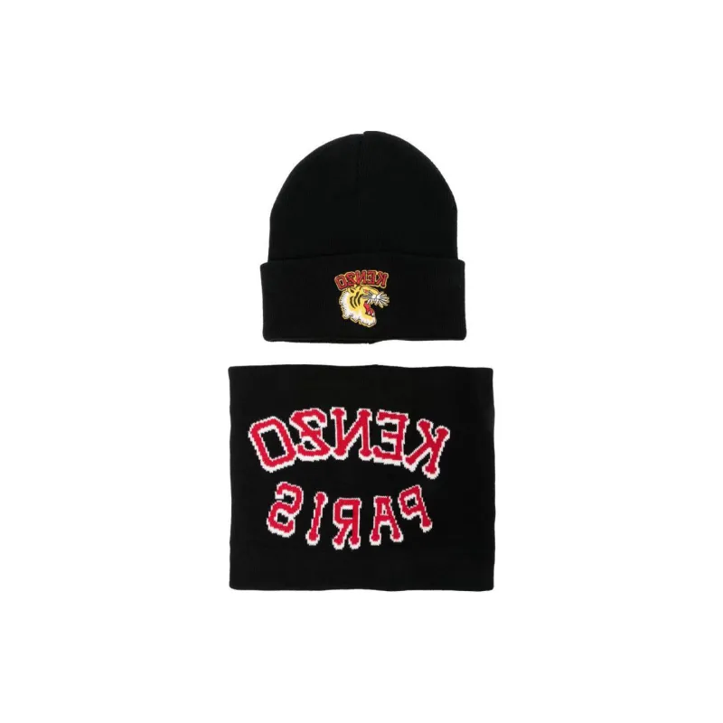 KENZO Knitted Beanie And Scarf Set-1