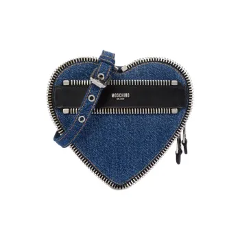 MOSCHINO Cotton One Shoulder Crossbody Clutch Women's Denim Blue