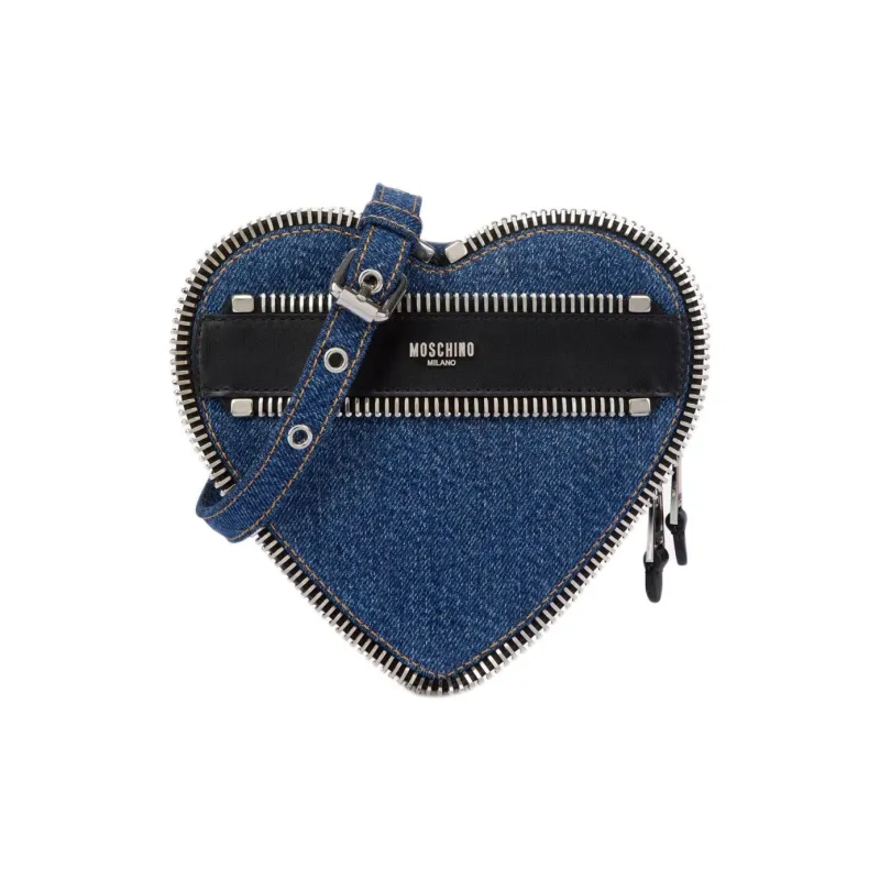 MOSCHINO Cotton One Shoulder Crossbody Clutch Women's Denim Blue-0