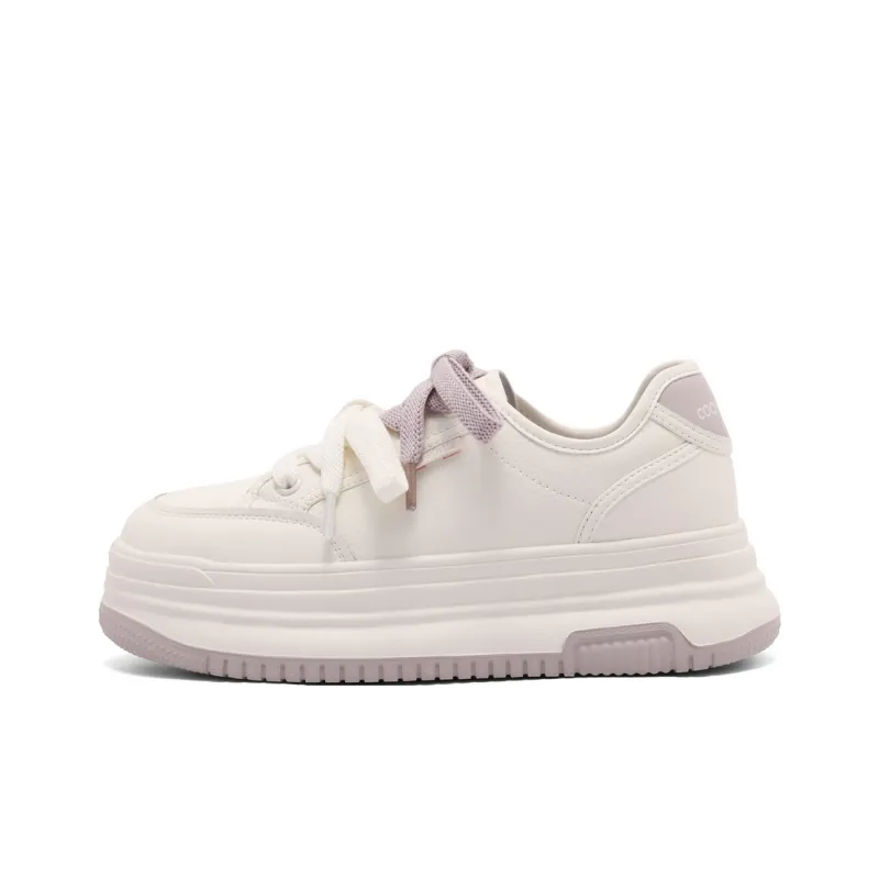 BELLE Wear-Resistant Slip-Resistant Low-Top Skateboard Shoes Women's Ecru/Apricot Ecru/Purple-5