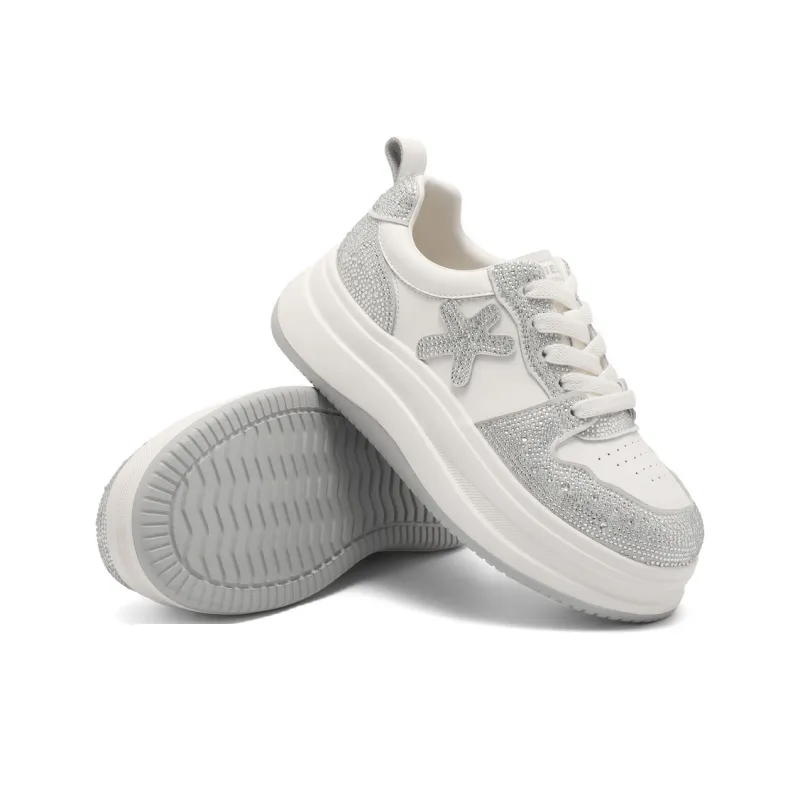 BELLE Height Increasing Wear-Resistant Lightweight Slip-Resistant Low-Top Skateboard Shoes Women's Black Gray-8