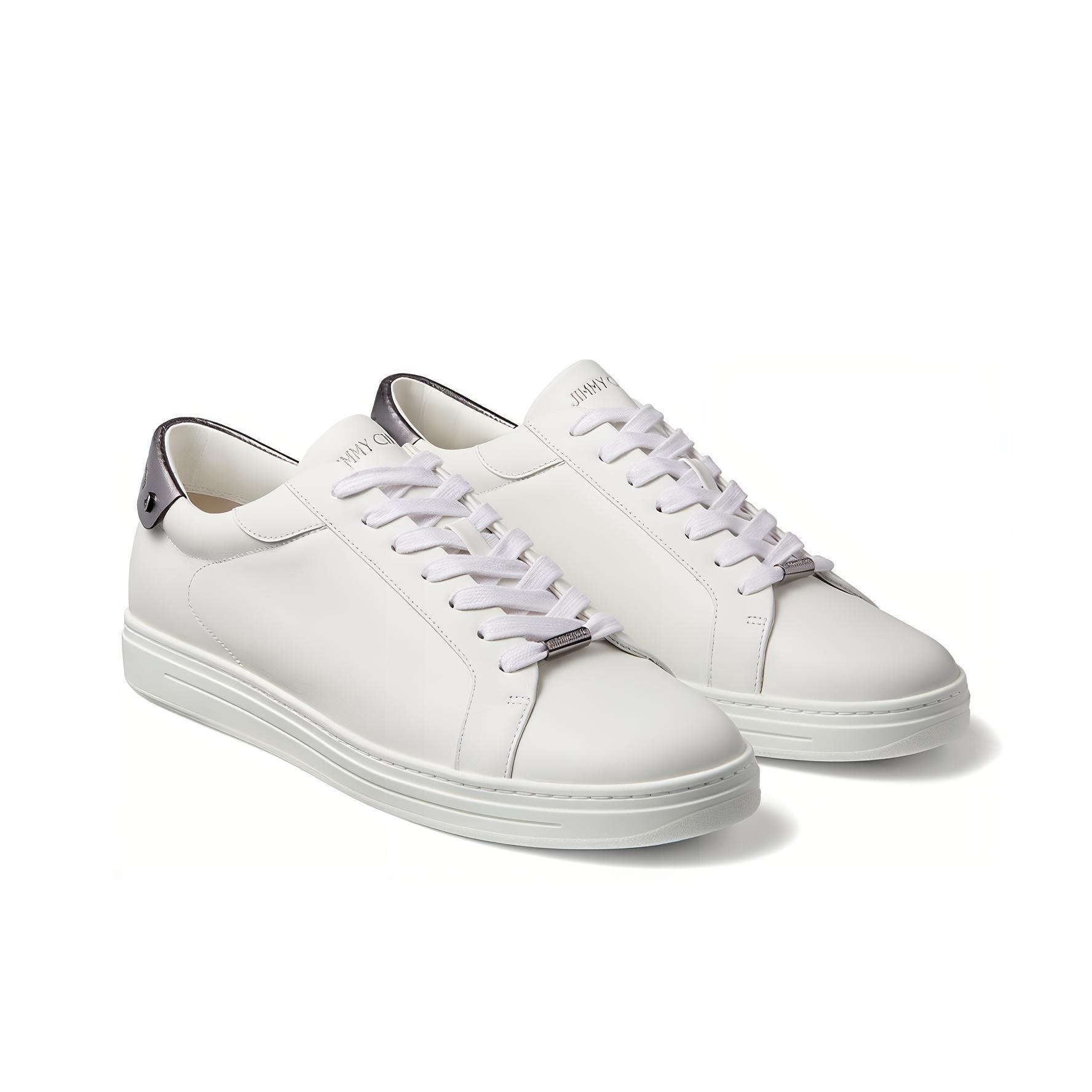 スニーカー JIMMY CHOO ROME M LEATHER SNEAKERS JIMMY CHOO Rome metallic-trimmed leather sneakers | NET-A-PORTER